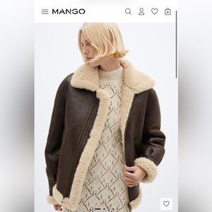 Sold out viral MANGO leather bomber jacket.